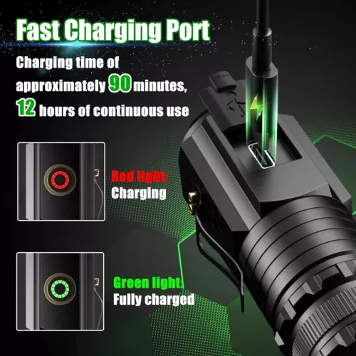 4 Stück Taschenlampe LED Aufladbar USB Super Hell Fackel Lumen Akku DHL - Bild 12 von 14