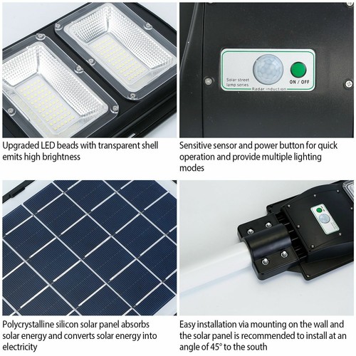 Commercial Dusk to Dawn Solar Power Street Light IP65 Road Lamp Motion Sensor - Picture 7 of 79