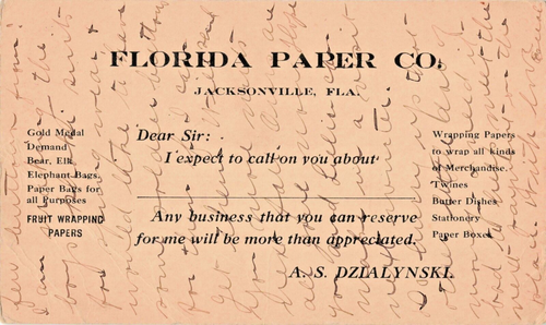 FL Jacksonville Florida-Florida Paper Co.-Werbung Vintage c1911 Postkarte (E4) - Bild 1 von 4