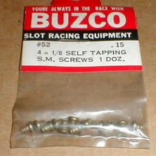 12 Self Tapping S.M. Screws Original 4 X 1/ 8" by BuzCo #52 Vintage Slot Car NOS