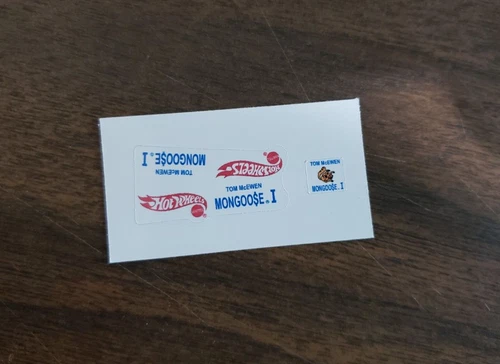 Hot Wheels Redline Mongoose Rail Dragster Sticker sheet set