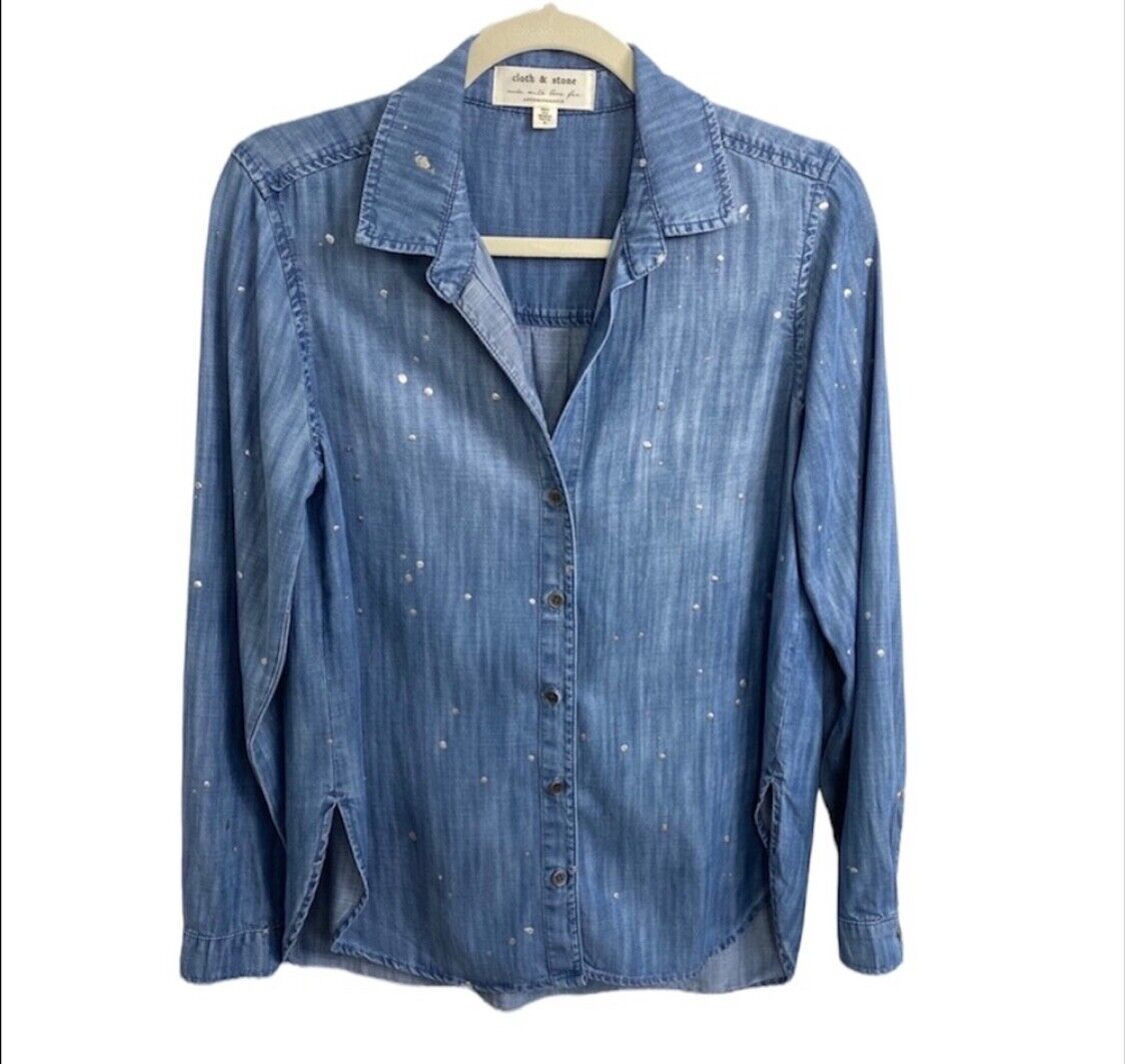 Cloth and Stone Sz XS Women’s Blue Chambray Shirt… - image 1