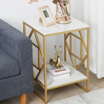 Östliche Merkmale Quadrate Couchtisch Marmor Beistelltisch Betttisch Gold Beine