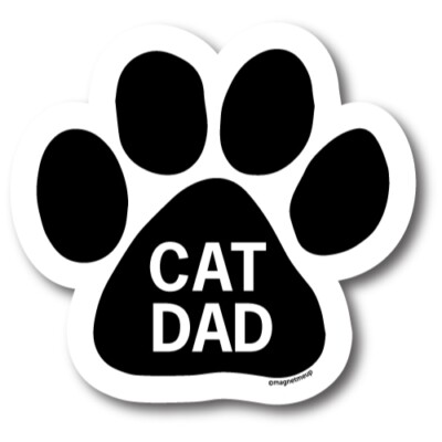Cat Dad Pawprint Car Magnet - 5'' Paw Print Auto Truck Fridge Magnetic Decal