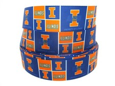 Illinois Fighting Illini 1" Grosgrain Ribbon YOUR CHOICE: 5 or 10 Yards Univ 