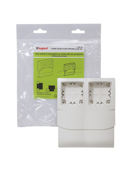 Cadre double pour plinthe 80x20 boitier saillie Legrand 09 blanc