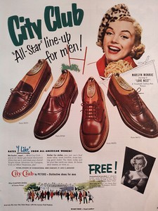 1951 Esquire Original Art Ad Advertisements City Club Shoes MARILYN MONROE Sox