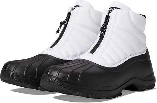Sperry Women's Duck Float Zip Seacycled Winter Boot, Black/White sz 6