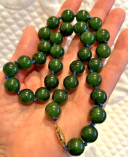 Natural Premium Green Nephrite Necklace 10 mm Beads/ 18" New