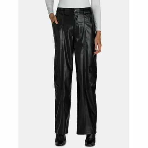 Madden NYC Damen Kunstleder Cargo Hose Schwarz Beauty Größe M - Bild 2 von 6