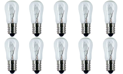 CEC INDUSTRIES Box of 10 Bulbs 6 Watt 120 Volt Screw Base E12 Clear 6S-6 120V