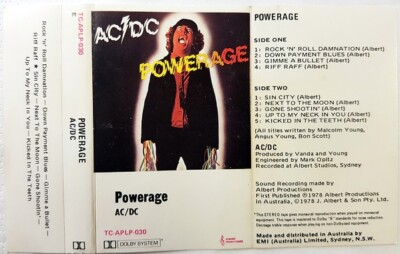 AC/DC Albert Productions 1978 Australian Pressing-Powerage Cassette.Mint.