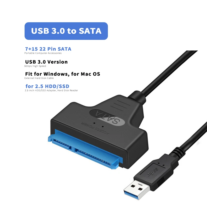 USB 3.0 to SATA 2.5"- 3.5" Hard Drive SSD HDD Adapter Converter Cable 22Pin - Image 4 of 4