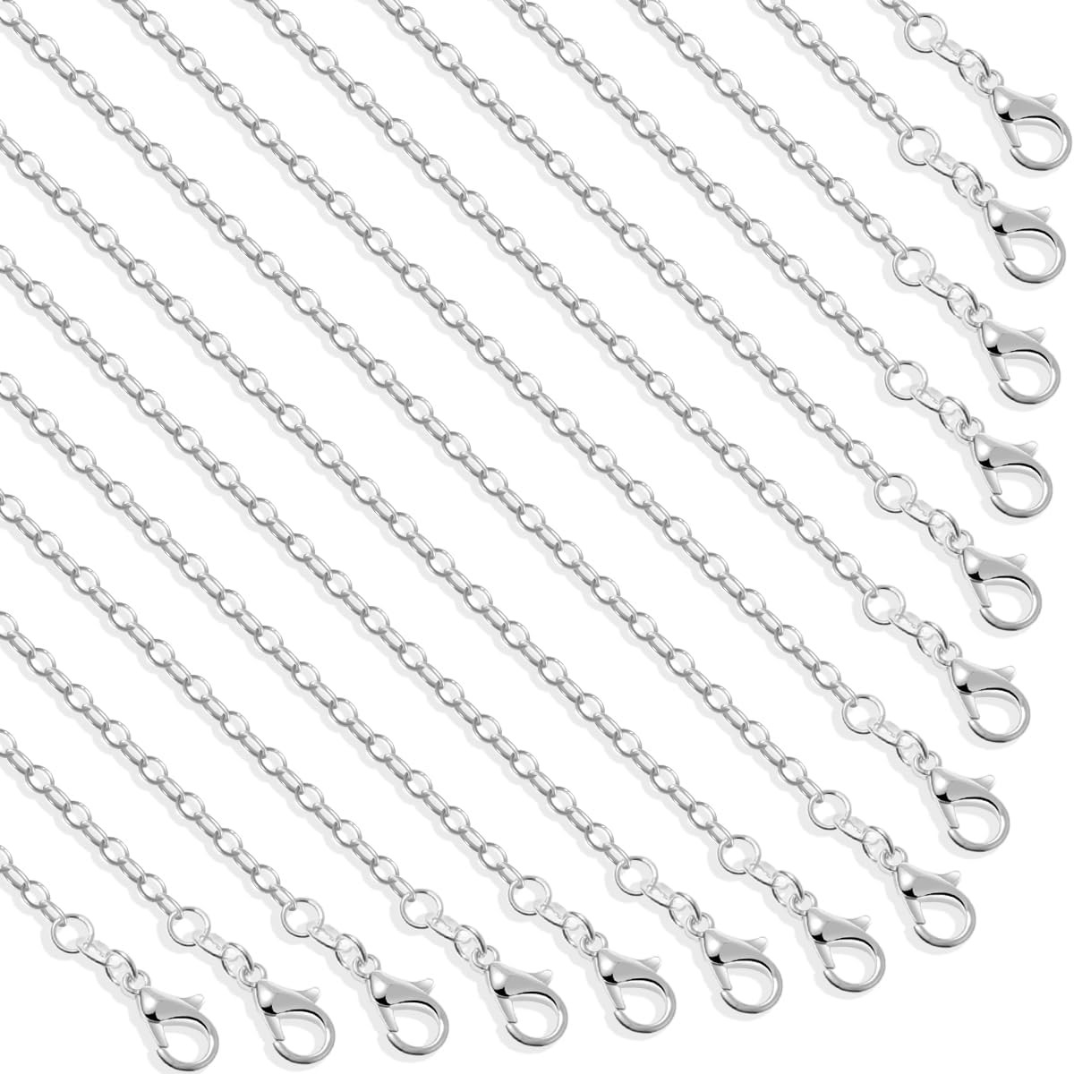 30 Pack Chain Necklace Bulk Jewelry Making Chains Silver Plated