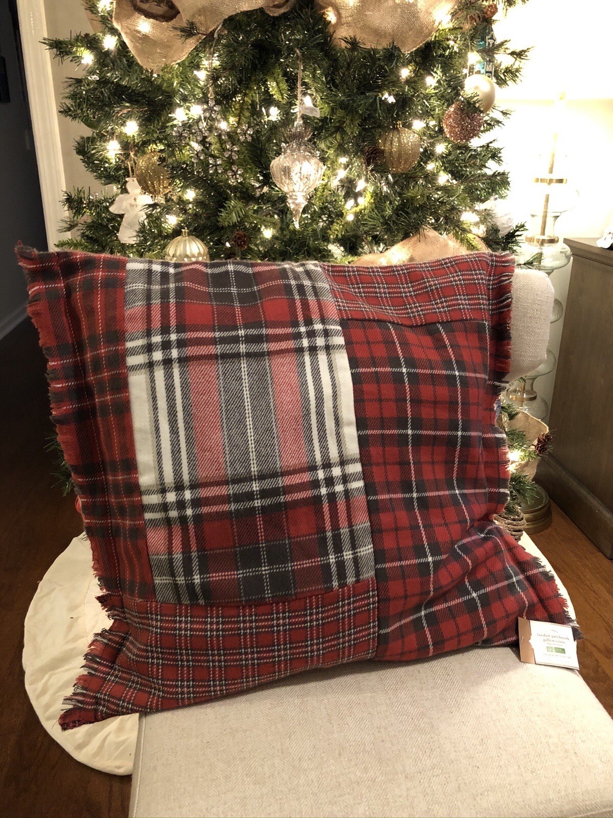 *Pottery Barn* Pillow Cover Plaid LANDON PATCHWORK 24x24 SQUARE