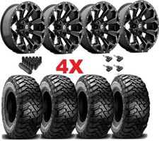 Fuel Assault Gloss Black Wheels 35 12.50 20 Tires Mud Mt F-150 Ram 1500