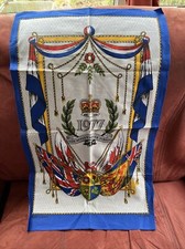 VINTAGE ALL COTTON TEA TOWEL, THE QUEEN'S SILVER JUBILEE 1977 NEW