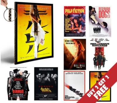 Quentin Tarantino alle Filme Poster Optionen A4 Druck Filmografie Wohndeko Kunst