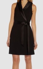 Adrianna Papell Womens Black Tuxedo Wrap Party Dress Size 12