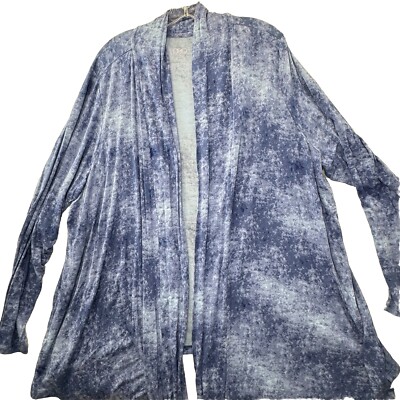 LOGO Lori Goldstein Women s Plus Size 3X Tie Dye Open Long Tunic Cardigan Top