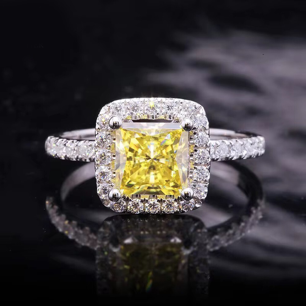 2 Ctw Lab Created Sapphire & Diamond 14K White Gold Plated Halo Engagement Ring