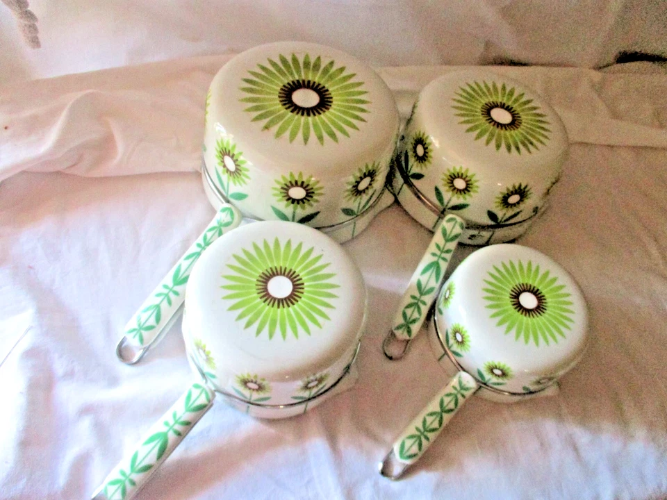 4 casseroles Aluminite Frügier porcelaine de Limoges vintage 70 -usage ou déco - - Photo 3/4