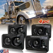4pc 4x6" 12000LM LED Headlights For Kenworth Peterbilt 357 379 378 High/Low Beam