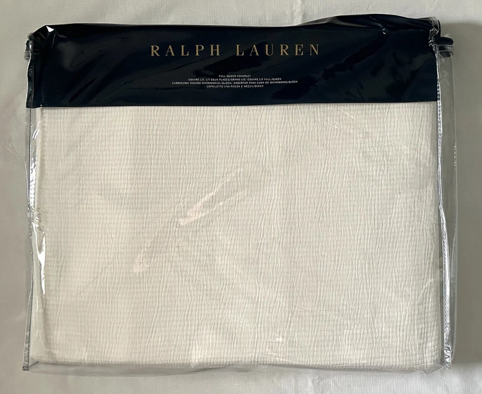 $400 NUEVO COBERTOR CASERO RALPH LAUREN COMPLETO/QUEEN LIGERO PERGAMINO BLANCO Foto 4 de 4