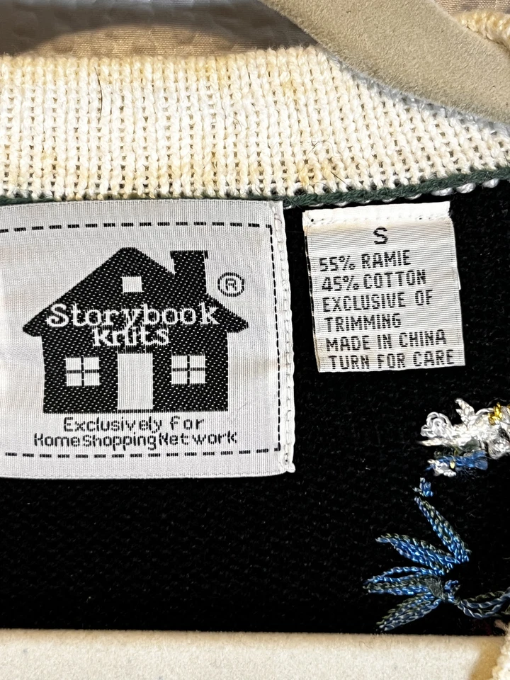 Storybook Knits Women Small Black Oriental Cardigan Sweater VTG 90s Tapestry - Image 4 of 4