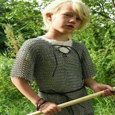Aluminum Chainmail Shirt 10-15 yrs child, Medieval Chain Mail Armor Costume Gift