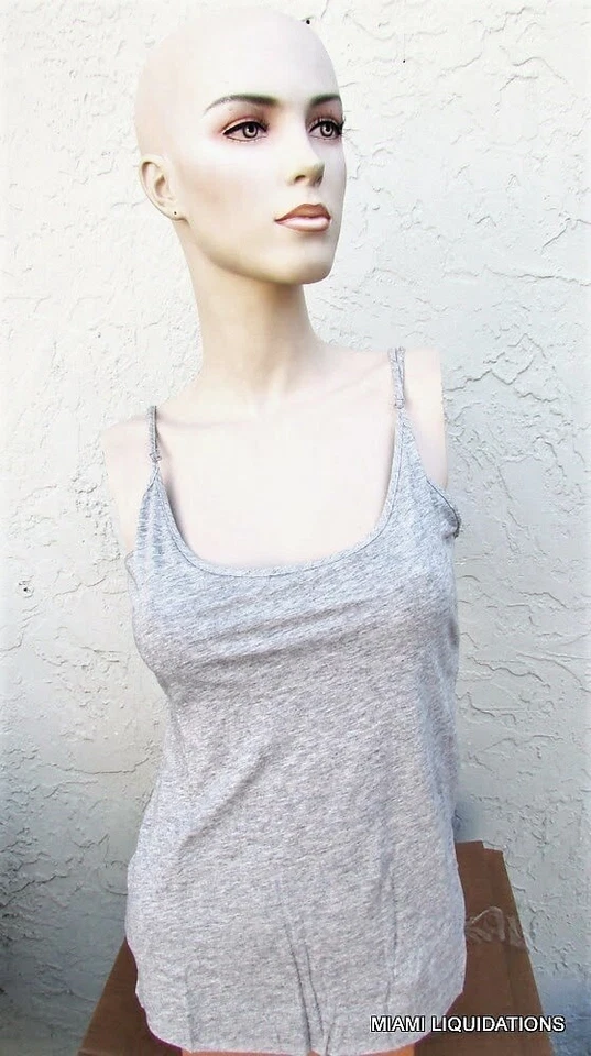 Camisola Adam Lippes gris jaspeado correas de espagueti ajustables algodón Pima XL Foto 2 de 3