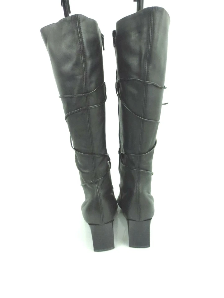 Botas para mujer RIEKER de cuero negro tacones hasta la rodilla forradas de lana talla US 7,5 [A43] Foto 4 de 4