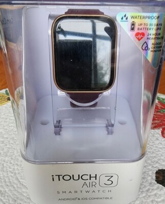 iTouch Air 3 Unisex Heart Rate Merlot Strap 40mm Smart Watch New W/Box