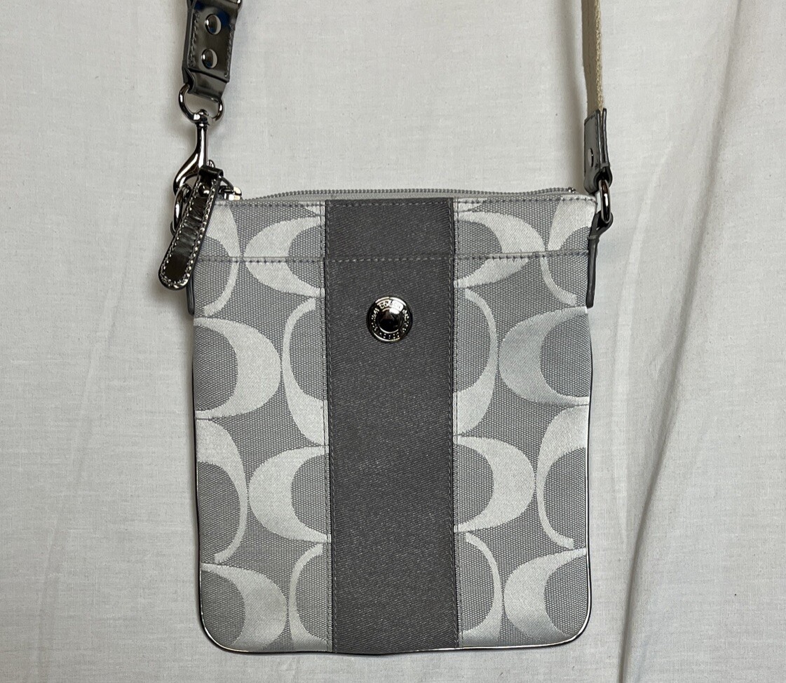 Coach Gray Signature Canvas Crossbody Bag Zip Closure 42246 | eBay
