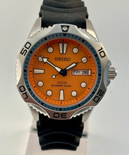 Rare Orange Dial Seiko Solar 200m dive watch V158-0AE0 SNE107  Watch