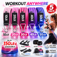 Resistance Bands Set 150LB Exercise Bands with Handles Home Gym Workout Kit