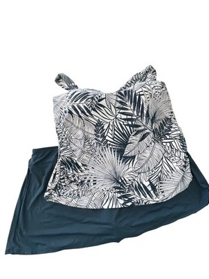 Jantzen Comfort Strap Tankini with Skirted Bottom Size 22W Marine Leaf Blue NEW
