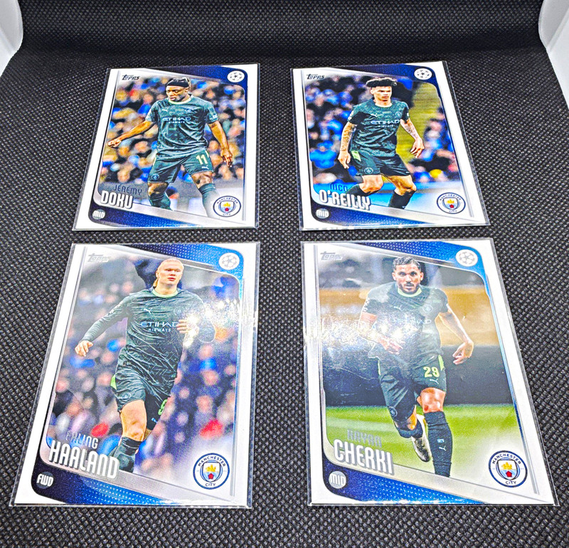 Topps UEFA Champions League Manchester City 2025 4-Card Lot Haaland +3