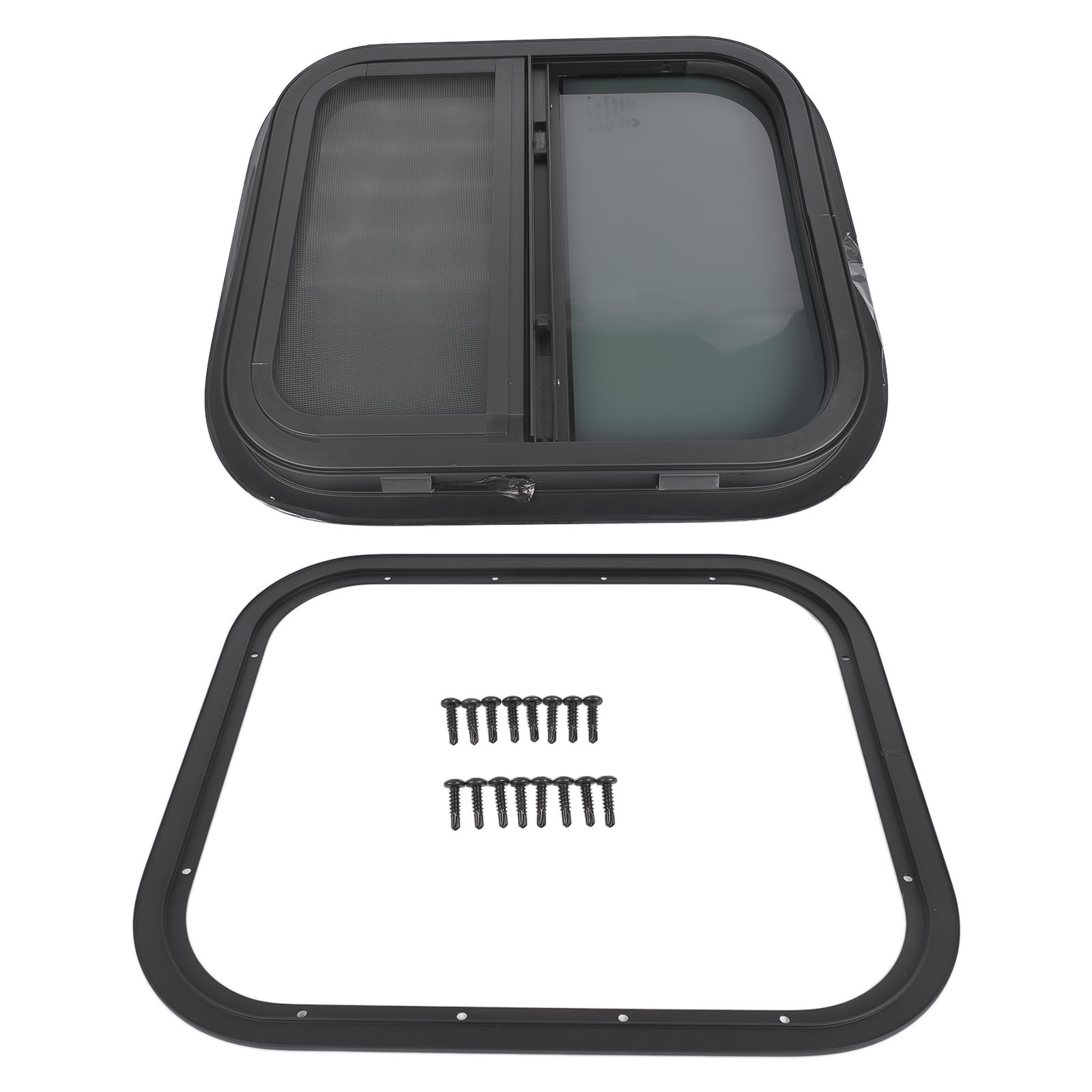 New Vertical RV Window 14" W x 16" H Tinted Sliding + Net Screen and Trim Ring