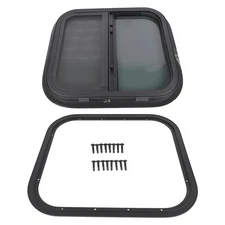 New Vertical RV Window 14" W x 16" H Tinted Sliding + Net Screen and Trim Ring