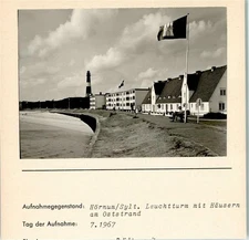 10130135 - 2284 Hoernum Lighthouse with Houses on East Beach Photo Mounted on