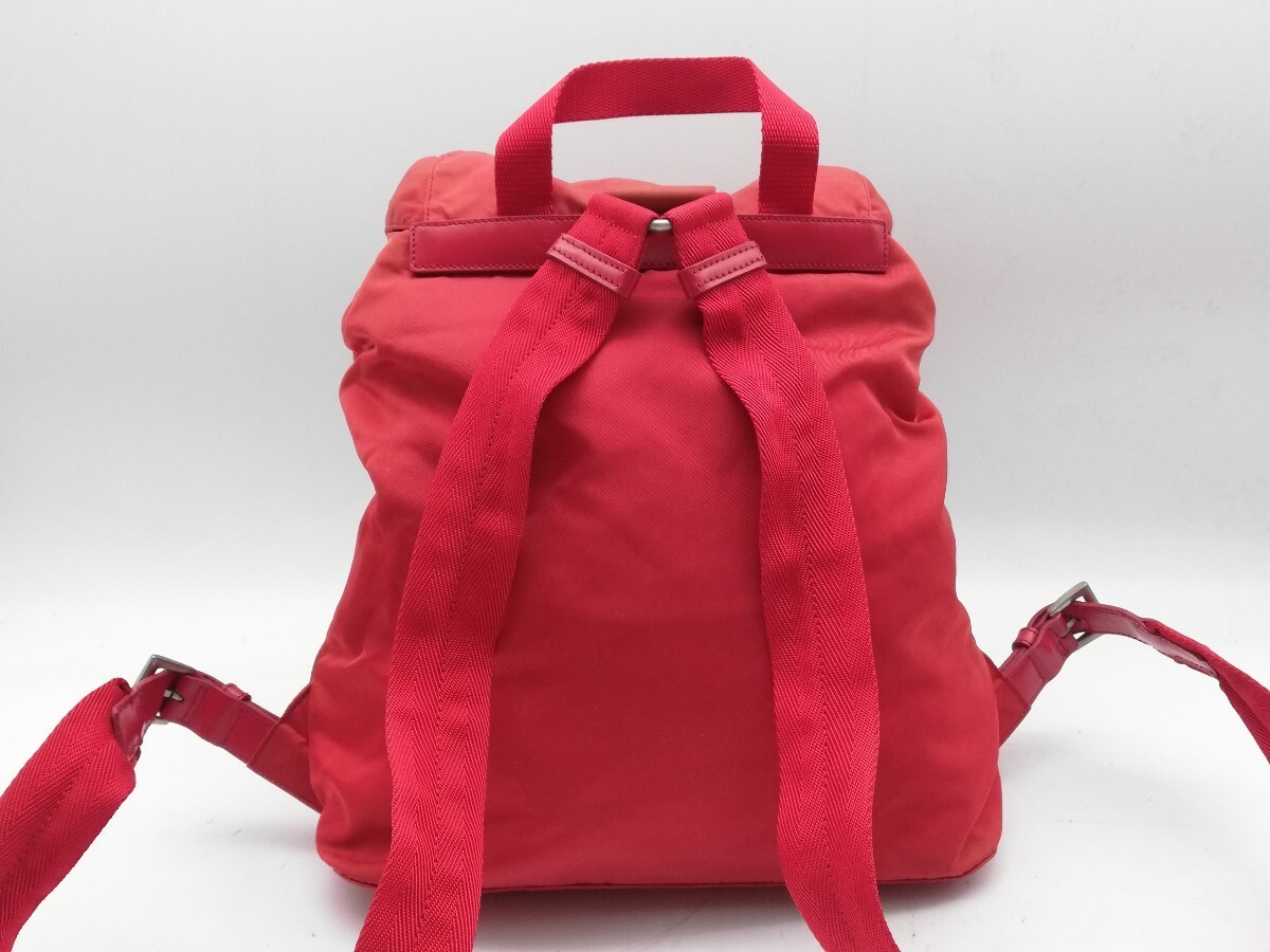 PRADA Backpack Triangle Logo Red Backpack Nylon Logo Plate Bag Triangle Logo Bag thumbnail 2