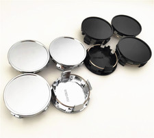 Juego de 4 Tapacubos Central para Ruedas Cromo Plateado/Negro 62mm 2.46" Tapa en Blanco