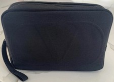 VALENTINO Beauty Black Dopp Case travel Pouch cosmetic toiletry wristlet Bag NEW