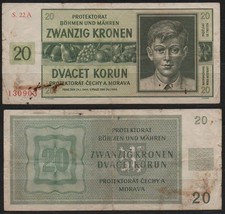 [31713] - PROTEKTORAT BÖHMEN und MÄHREN, 20 Kronen, Serie 15A, 24.01.1944, Grabo