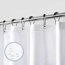 Downluxe Waterproof Fabric Shower Curtain Liner, Soft Cloth Shower Liner with 3