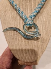 Vintage Glass Snake Necklace With Tibetan Catch