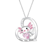 Cute Axolotl Necklace for Girls Boys Crystal Pendant Necklaces Gifts Jewelry Gif