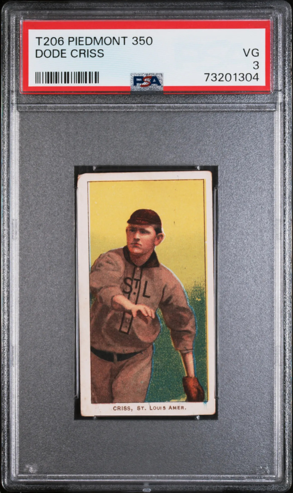 1909-11 T206 Piedmont 350 Dode Criss PSA 3