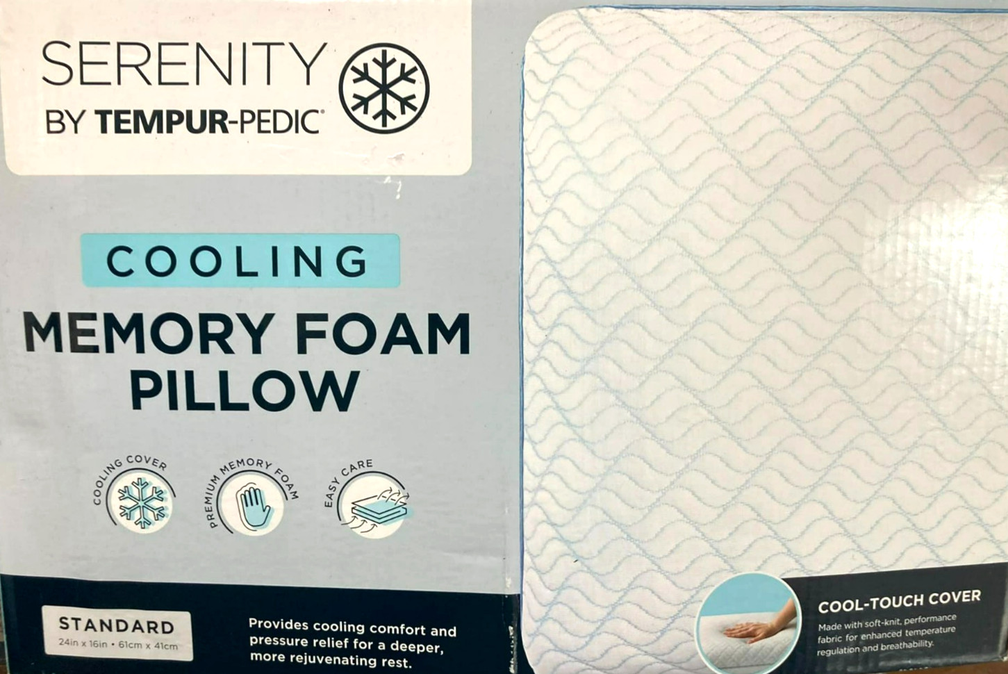 Serenity by Tempur-Pedic Cooling Memory Foam Pillow - Standard Size 24&rdquo; x 16&rdquo;